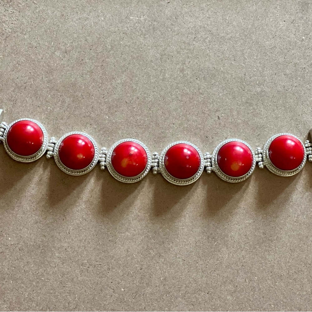 Elegant Red and 925 Silver Bracelet